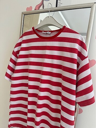 Diğer Çizgili tişört owersize tişört T-shirt