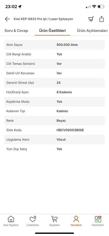 Beden Renk kiwi ipl epilasyon aleti