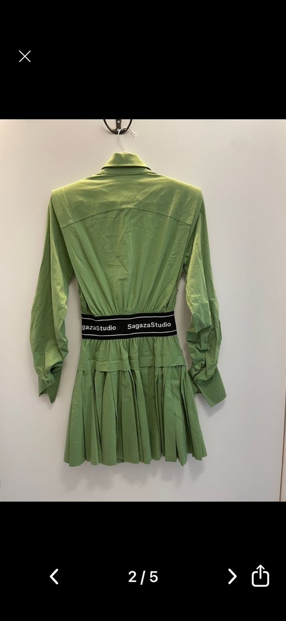 Sagaza Yeşil Kemerli Mini Kadın Elbise - Görsel 2