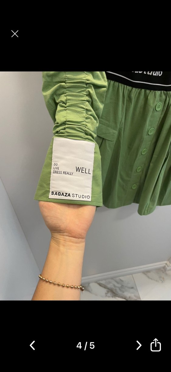 Sagaza Yeşil Kemerli Mini Kadın Elbise - Görsel 3