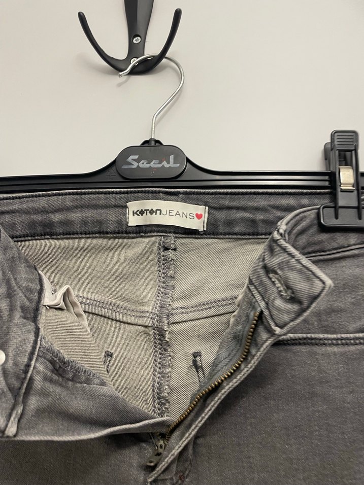 Gri Kadın Kot Pantolon. - Görsel 3