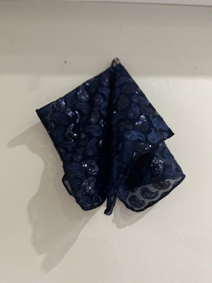 Lacivert Dantel Detaylı Halay mendili - Görsel 4