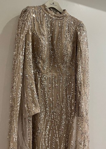 Bej Tesettür Abiye Elbise - Görsel 2