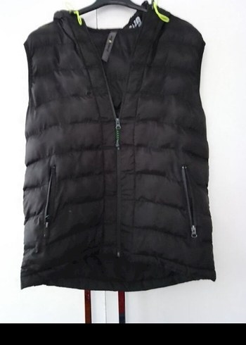 Fermuarlı Siyah Erkek Kapüşonlu Yelek - Görsel 5