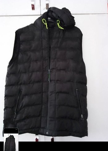 Fermuarlı Siyah Erkek Kapüşonlu Yelek - Görsel 2