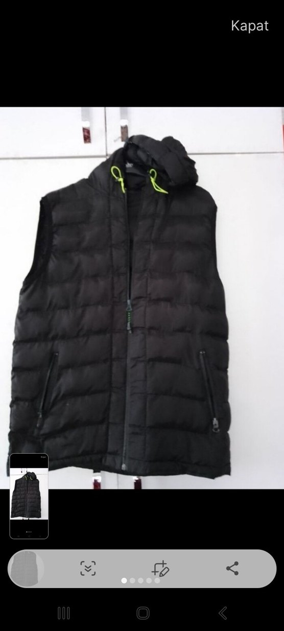 Fermuarlı Siyah Erkek Kapüşonlu Yelek - Görsel 2