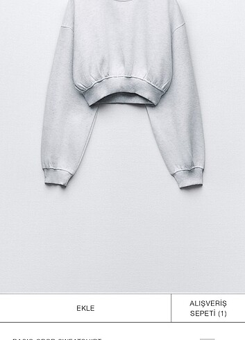 Zara gri crop sweatshirt 