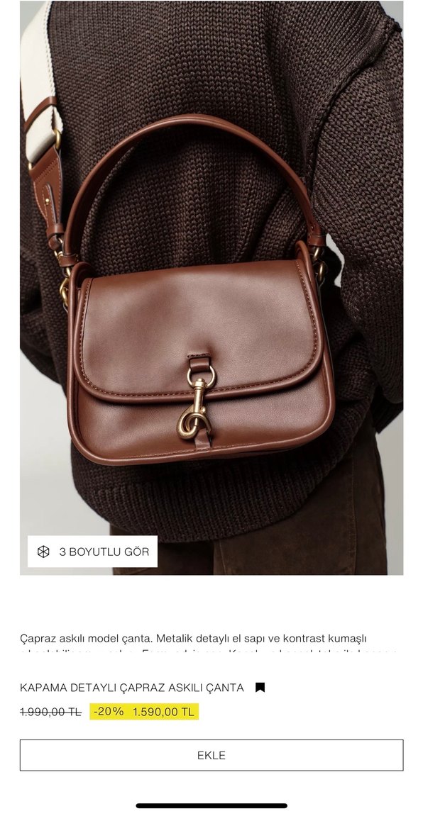 Taba Rengi Kadın Omuz Çantası - Görsel 3