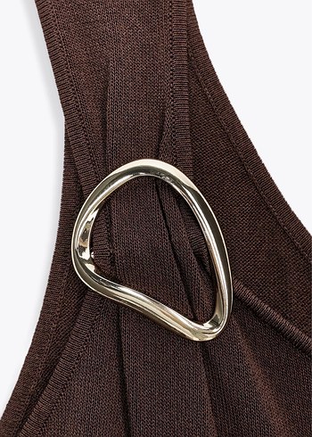 Zara Kadın Kahverengi Midi Elbise - Görsel 5