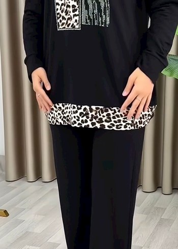 Mercan Moda Siyah Kadın Bol Kesim Uzun Kollu Takım - Görsel 2