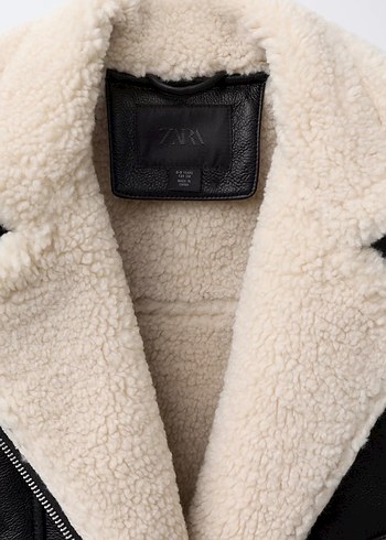 Zara Kürklü Siyah Deri Biker Ceket - Görsel 4