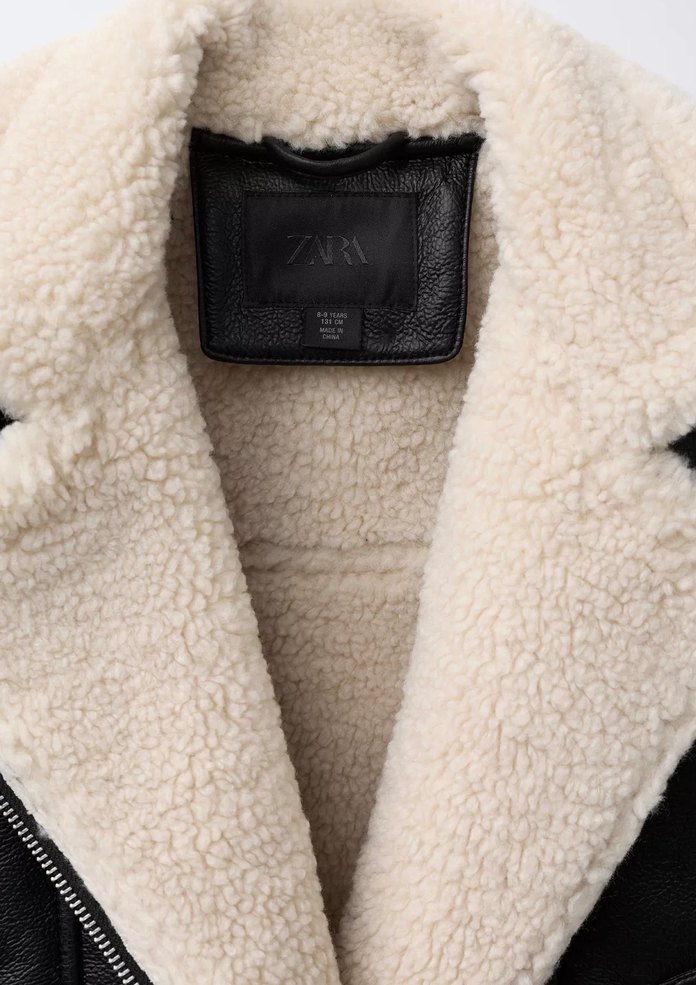 Zara Kürklü Siyah Deri Biker Ceket - Görsel 4