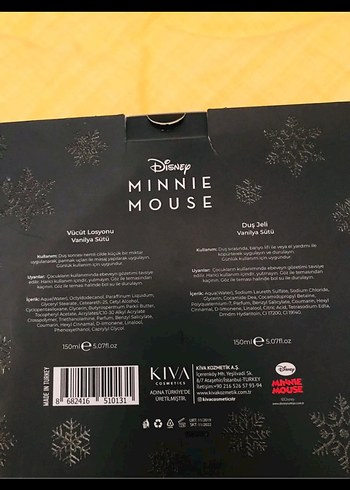 Walt Disney World Minnie Mouse 2'li Vücut Losyonu ve Duş Jeli Seti