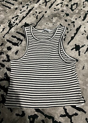 Kısa Kesim Zebra Desenli Kolsuz Kadın