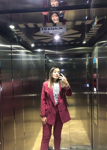 Bordo Kadın Blazer Ceket Takımı