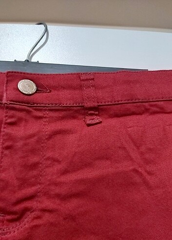 Diğer Kırmızı cep detaylı kot etek