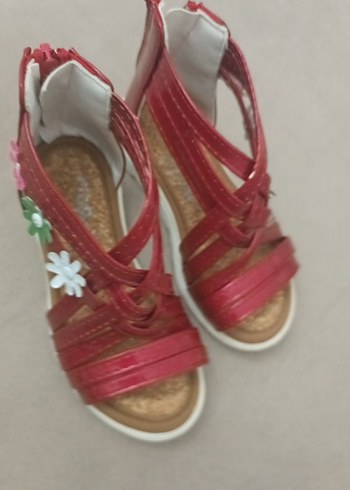 Kız Çocuk Kırmızı Tokalı Sandalet - Görsel 7