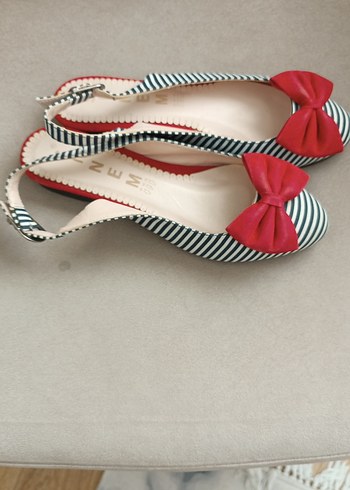 Kırmızı Fiyonk Detaylı Zebra Desenli Kadın Dolgu Topuklu - Görsel 9