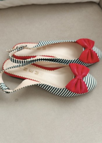 Kırmızı Fiyonk Detaylı Zebra Desenli Kadın Dolgu Topuklu - Görsel 8