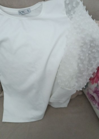 Beyaz Pamuklu Mini Fırfırlı Bluz - Görsel 9