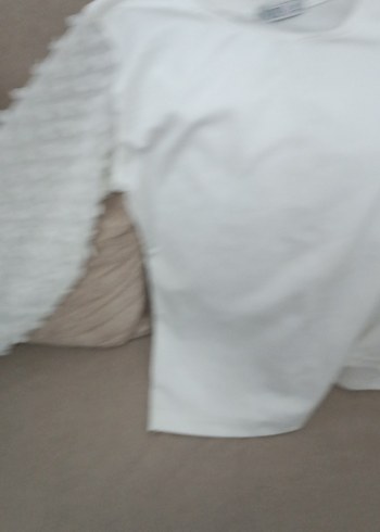 Beyaz Pamuklu Mini Fırfırlı Bluz - Görsel 8