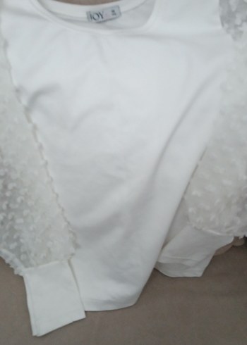 Beyaz Pamuklu Mini Fırfırlı Bluz - Görsel 2