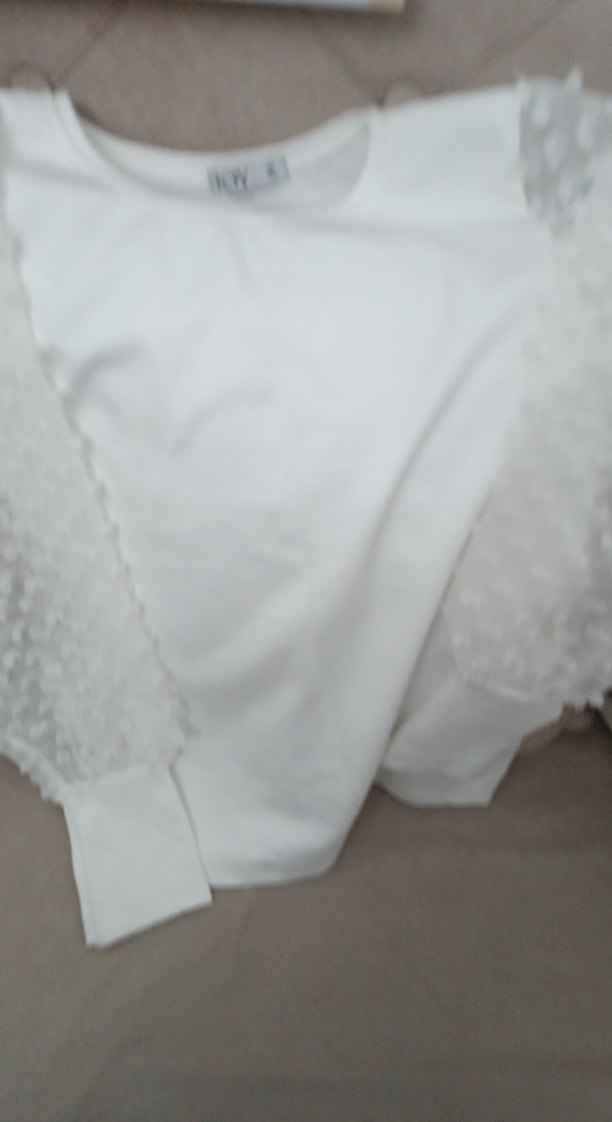 Beyaz Pamuklu Mini Fırfırlı Bluz - Görsel 5