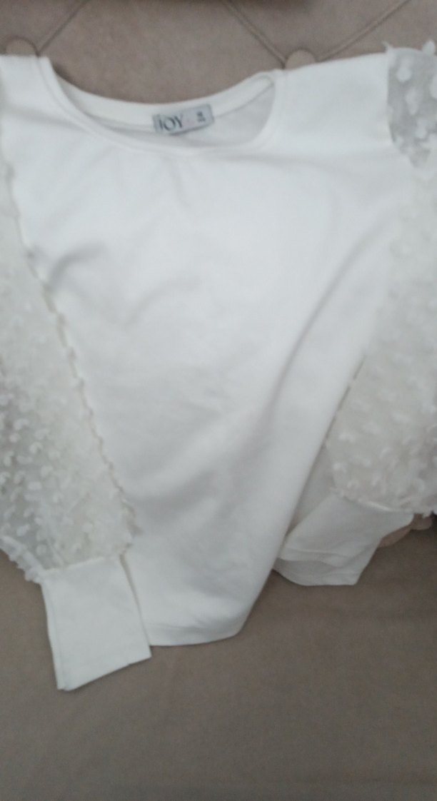 Beyaz Pamuklu Mini Fırfırlı Bluz - Görsel 2