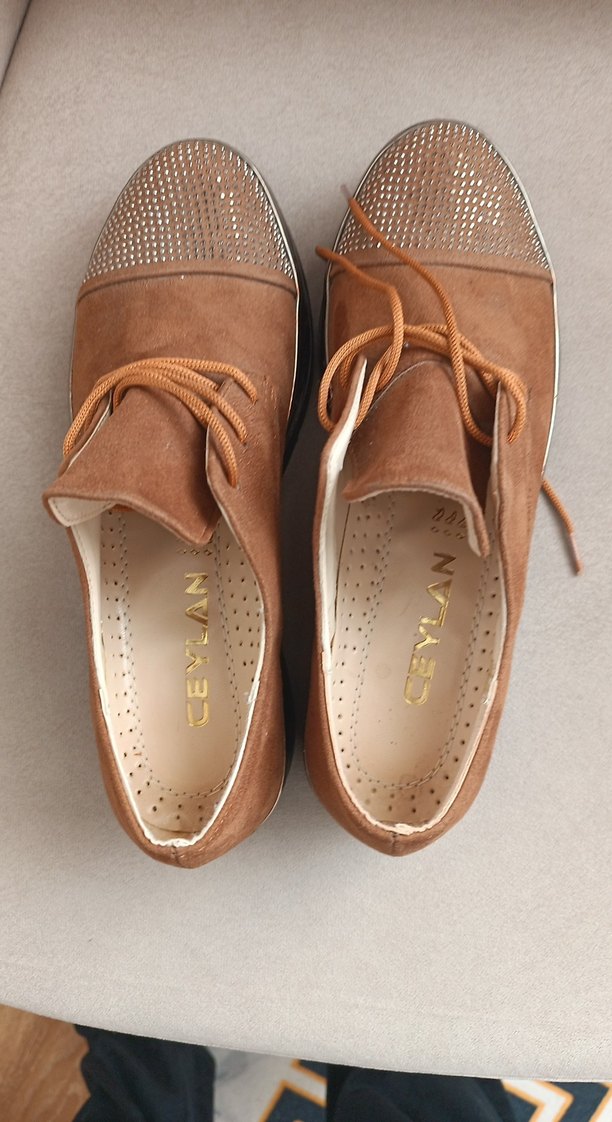 Bej Süet Kadın Dolgu Topuklu Ayakkabı - Görsel 2