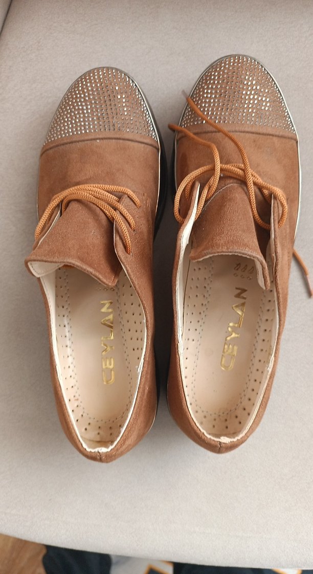 Bej Süet Kadın Dolgu Topuklu Ayakkabı - Görsel 3