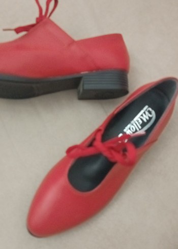 Kırmızı Topuklu Kadın Babet Ayakkabı - Görsel 6