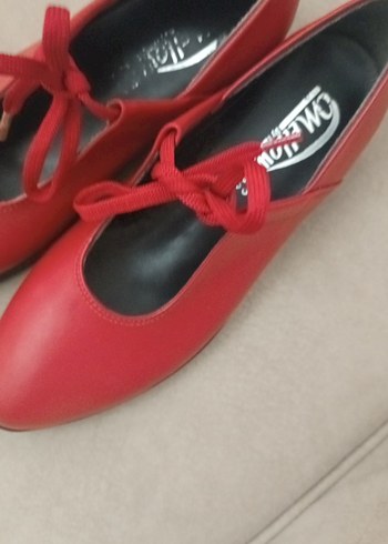 Kırmızı Topuklu Kadın Babet Ayakkabı - Görsel 5