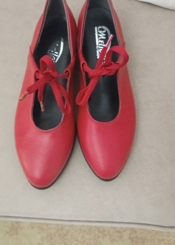 Kırmızı Topuklu Kadın Babet Ayakkabı - Görsel 2