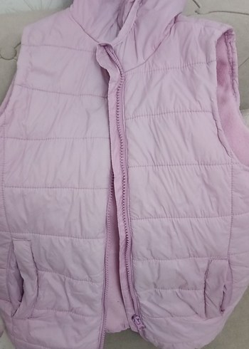 Kız Çocuk Kapüşonlu Fermuarlı Pembe Yelek - Görsel 2