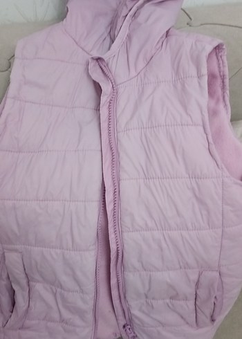 Kız Çocuk Kapüşonlu Fermuarlı Pembe Yelek - Görsel 3