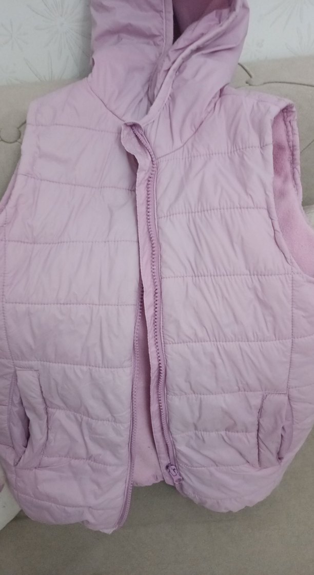 Kız Çocuk Kapüşonlu Fermuarlı Pembe Yelek - Görsel 2