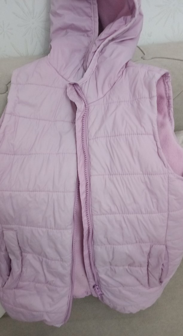 Kız Çocuk Kapüşonlu Fermuarlı Pembe Yelek - Görsel 3