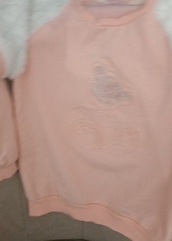 Kız Çocuk Pembe Peluş Detaylı Sweatshirt - Görsel 2