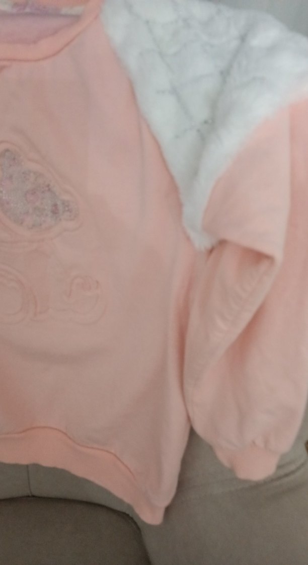 Kız Çocuk Pembe Peluş Detaylı Sweatshirt - Görsel 5
