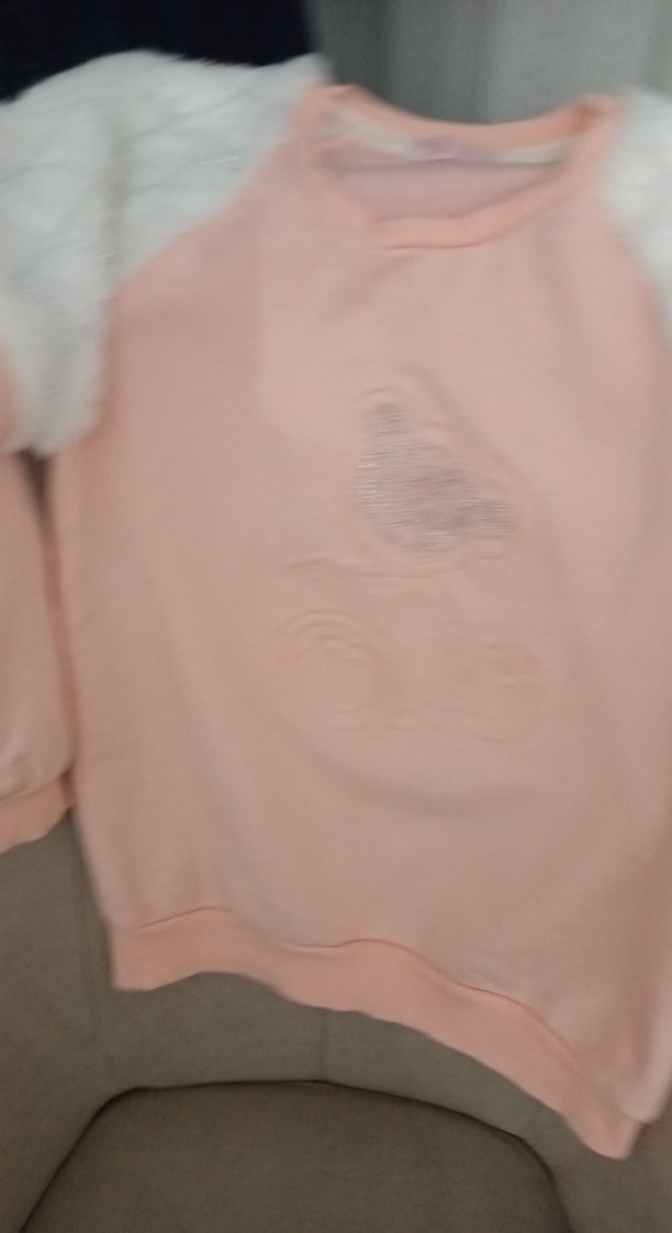 Kız Çocuk Pembe Peluş Detaylı Sweatshirt - Görsel 2