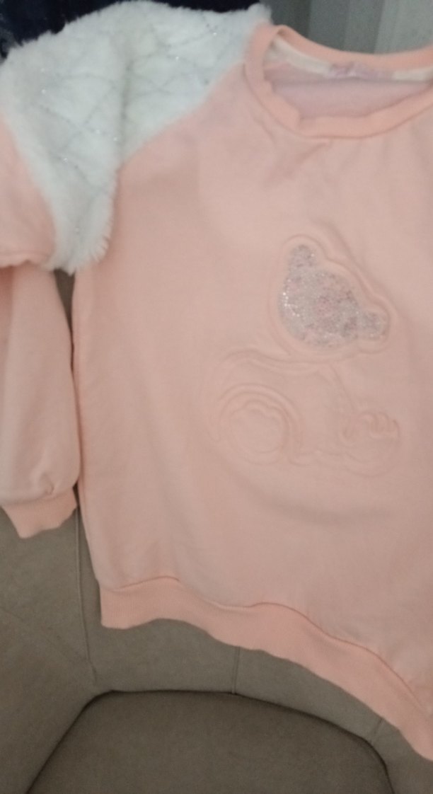Kız Çocuk Pembe Peluş Detaylı Sweatshirt - Görsel 3