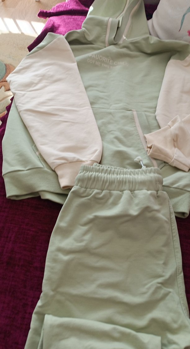 Khaki Renkli Rahat Kesim Kız Eşofman Takımı - Görsel 2