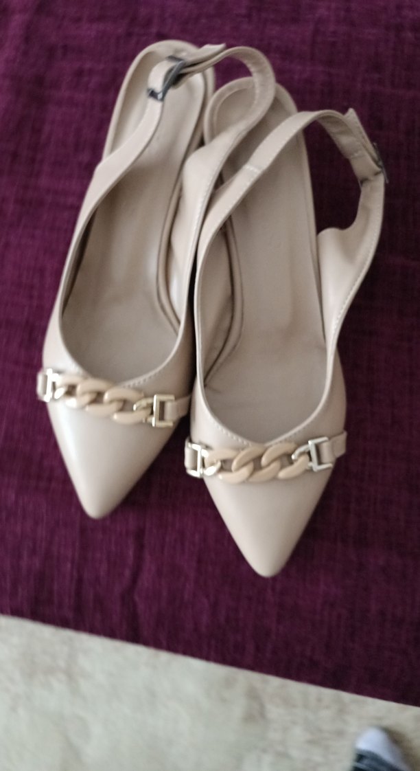 Bej Deri Stiletto Topuklu Kadın Ayakkabı - Görsel 3