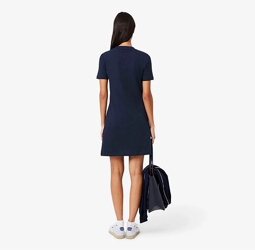 Lacoste lacoste kadın regular fit kısa kollu bisiklet yaka lacivert elbi