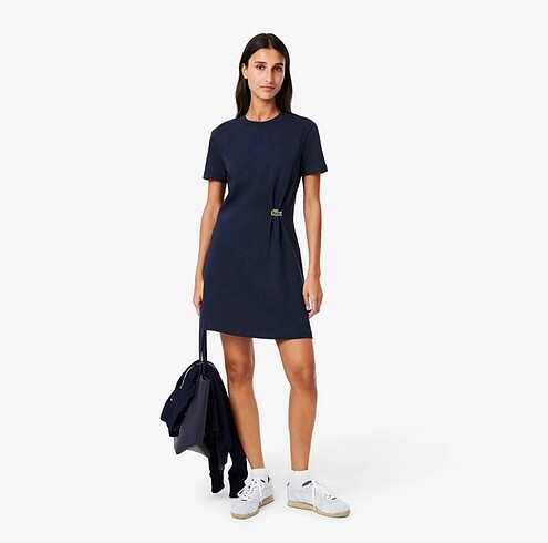 lacoste kadın regular fit kısa kollu bisiklet yaka lacivert elbi