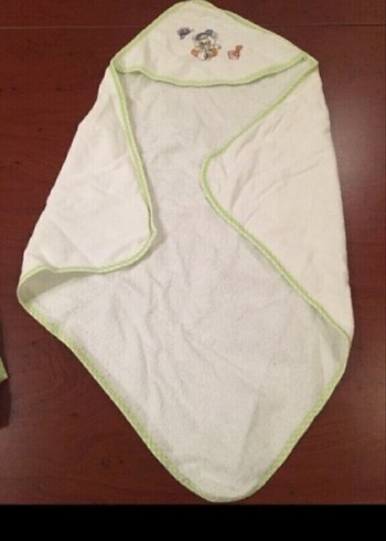 Nakışlı Beyaz Pamuklu Bebek bornoz havlu tk - Görsel 9