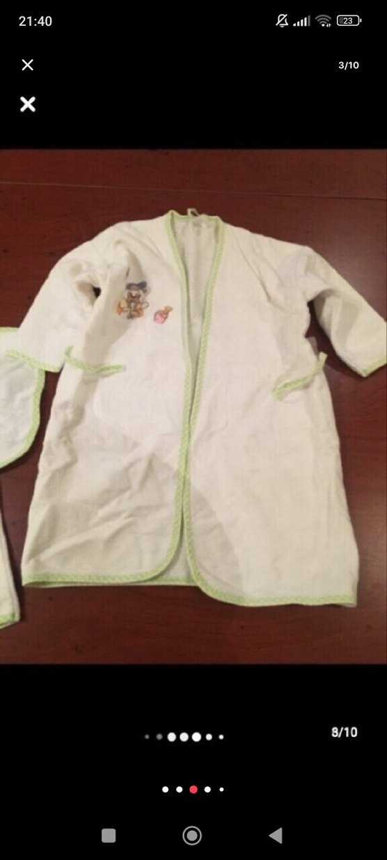 Nakışlı Beyaz Pamuklu Bebek bornoz havlu tk - Görsel 3