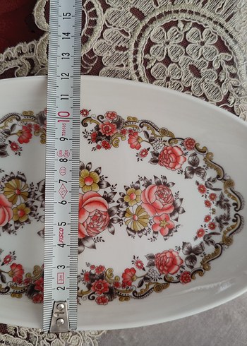 antika eskilerden Beyaz Çiçek Desenli melamin Tabak Seti - Görsel 6