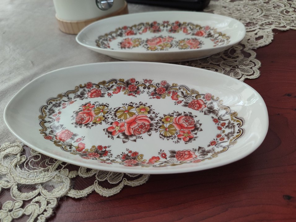 antika eskilerden Beyaz Çiçek Desenli melamin Tabak Seti - Görsel 3