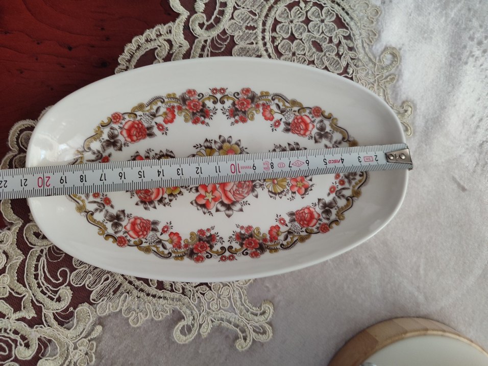 antika eskilerden Beyaz Çiçek Desenli melamin Tabak Seti - Görsel 5